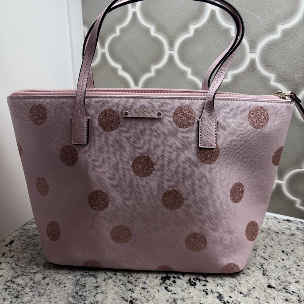 Authentic Kate Spade Pink Polka Dot Small Tote Bag